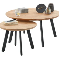 Bijzettafel Widnes eikenhout 50 cm rond