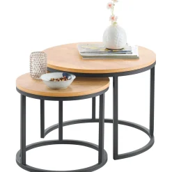 Bijzettafelset Budrio bruin 45 en 60 cm rond