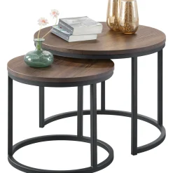 Bijzettafelset Budrio donkerbruin 45 en 60 cm rond