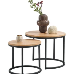 Bijzettafelset Budrio lichtbruin 45 en 60 cm rond