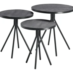 Bijzettafelset Chiva zwart (set van 3) rond