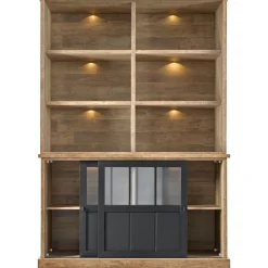 Boekenkast Ladonia 210x143x50 cm 2 glazen schuifdeuren