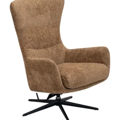 Draaifauteuil Alora met kantalfunctie bouclé bruin