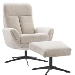 Draaifauteuil Langley beige met voetenbank