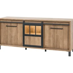 Dressoir Alva 90x207x50 cm old teak met verlichting