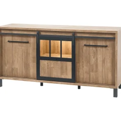 Dressoir Alva 90x179x50 cm old teak met verlichting