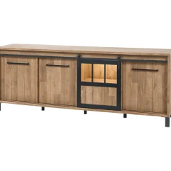 Dressoir Alva 50x238x90 cm old teak met verlichting