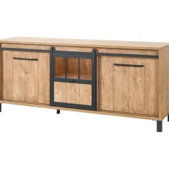 Dressoir Alva 90x207x50 cm orange teak met verlichting