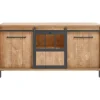 Dressoir Alva 90x179x50 cm orange teak met verlichting