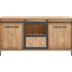Dressoir Alva 90x179x50 cm orange teak met verlichting