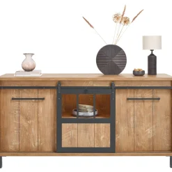 Dressoir Alva 90x179x50 cm orange teak met verlichting