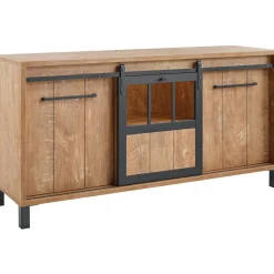 Dressoir Alva 90x179x50 cm orange teak met verlichting