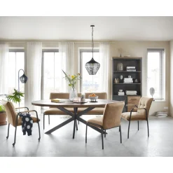 Eetkamerstoel Alzy bruin met wieltjes