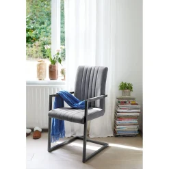 Eetkamerstoel met armleuning Pareda grijs