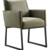 Eetkamerstoel met armleuning Thurso microleder groen