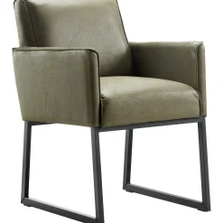 Eetkamerstoel met armleuning Thurso microleder groen