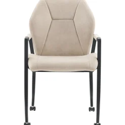 Eetkamerstoel Morada microvezel beige met wieltjes