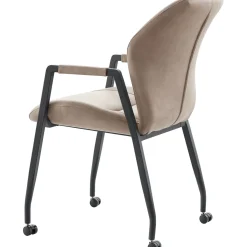 Eetkamerstoel Morada microvezel taupe met wieltjes