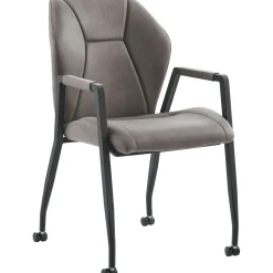 Eetkamerstoel Morada microvezel antraciet met wieltjes