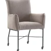 Eetkamerstoel Myro bouclé taupe met wieltjes