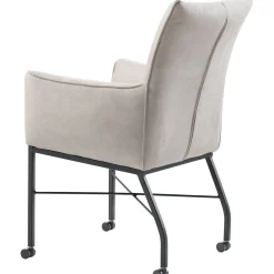 Eetkamerstoel Myro microleder grijs met wieltjes