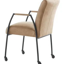 Eetkamerstoel Orense microleder bruin met wieltjes