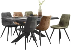 Eettafel Newhaven zwart mangohout 200x100 cm rechthoekig