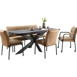 Eettafel Newhaven zwart mangohout 220x100 cm rechthoekig