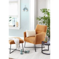 Fauteuil Varne geel met voetenbank basic comfort