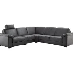 Hoekbank Candelas antraciet met hoofdsteun basic comfort
