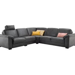 Hoekbank Candelas antraciet met hoofdsteun basic comfort