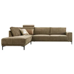 Hoekbank links Clanton bruin premium comfort met hoofdsteun