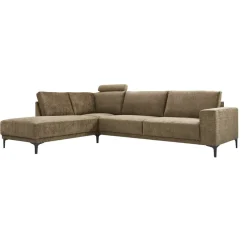 Hoekbank links Clanton bruin premium comfort met hoofdsteun