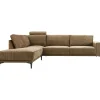 Hoekbank links Clanton bruin basic comfort met hoofdsteun