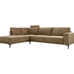 Hoekbank links Clanton bruin basic comfort met hoofdsteun