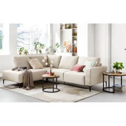 Hoekbank links Garzeno beige met hoge poten basic comfort