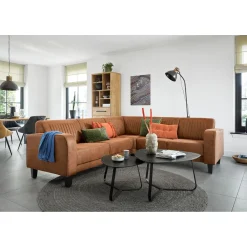 Hoekbank links Mills microleder cognac basic comfort