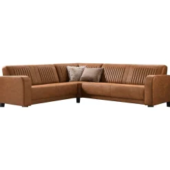 Hoekbank links Mills microleder cognac premium comfort