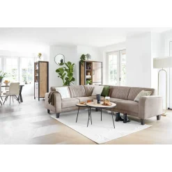 Hoekbank links Mills microleder taupe premium comfort