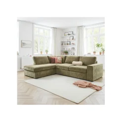 Hoekbank links Yukom groen met kussens basic comfort