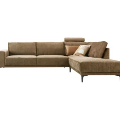 Hoekbank rechts Clanton bruin basic comfort met hoofdsteun