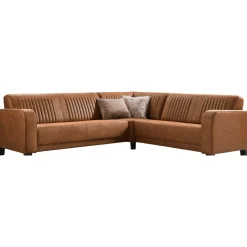 Hoekbank rechts Mills microleder cognac premium comfort