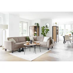 Hoekbank rechts Mills microleder taupe basic comfort