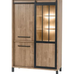 Opbergkast Alva 188x122x50 cm old teak met verlichting