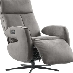 Relaxfauteuil Niland elektrisch medium microleder grijs