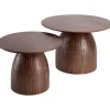 Salontafelset Aboni mangohout 70 en 55 cm rond