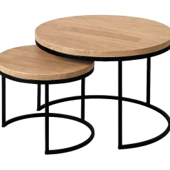 Salontafelset Esoro old teak 55 en 70 cm rond