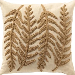 Sierkussen Westray 45x45 cm beige met bladerstructuur