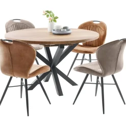 Uitschuifbare eettafel Caltana 130/170 cm rond lichtbruin