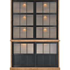 Vitrinekast Ladonia 210x143x50 cm 4 glazen schuifdeuren